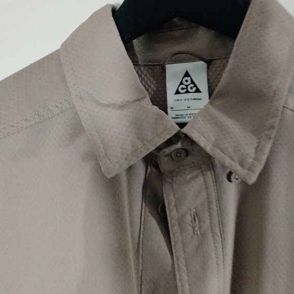 Nike ACG Taupe Dri-FIT ADV UV Devastation Trail Shirt Medium - Picture 2 of 4